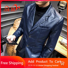 2020 Autumn Winter Models Lapel Leather Suit Middle-aged Men's Business Casual Handsome Male Leather Jacket Men's Leather Jacket 2024 - buy cheap