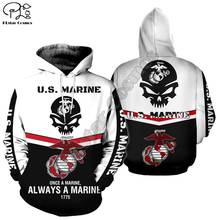 Men women US marine warrior 3d all over printed Hoodies unisex long sleeve Sweatshirts jacket pullover tracksuit 2024 - buy cheap