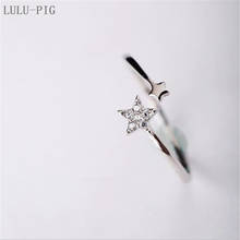 Lulu-pig-Anillo de plata de primera ley con forma de Micro estrella para estudiantes, sortija, plata esterlina 925, estilo Hipster, Simple, japonés, coreano, CJZ017 2024 - compra barato