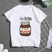 Новая милая детская одежда с рисунком шоколадного соуса NutElla, 24 мес.-9 лет, Повседневная футболка, топы с короткими рукавами для девочек, футболка для мальчиков 2024 - купить недорого