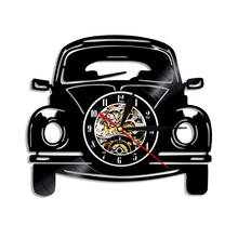 Design do carro relógio de parede automotivo vintage vinil registro relógio de parede com iluminado led luz loja de carro decoração presente para motorista 2024 - compre barato