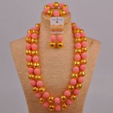Conjunto de joias de pérolas simuladas para casamento, loja de 24 polegadas com pêssego estilo nigeriano para mulheres fzz56 2024 - compre barato