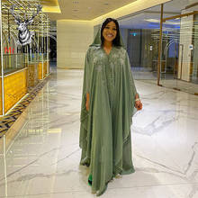 Платье Дашики, шелковое платье с бусинами, Abaya, Дубай, макси, африканский дизайн, винтажный халат, платья, комплекты для мусульман, свободные женские вечерние платья Хиджаб 2024 - купить недорого