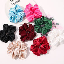 Satin Silk Scrunchies Bright Solid Color Hair Ties Mulberry Silk Hair Ring Elastic Rubber Hair Bands Women Girls Simple Headwear 2024 - buy cheap