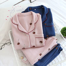 Fdfklak-Pijama de algodón para mujer, ropa de dormir femenina, 2 piezas, color rosa, otoño e invierno, novedad de 2020 2024 - compra barato