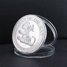 Ano do rato moeda comemorativa chinês zodíaco lembrança desafio colecionáveis moedas calendário lunar coleção arte artesanato 2024 - compre barato