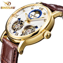 Binssaw masculino duplo tourbillon mecânico automático relógio de negócios moda luxo marca couro relógios esportivos relogio masculino 2024 - compre barato