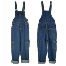 Loose Jeans Men Overalls Bib Denim Jumpsuits Huge Straight Workwear Wide Leg Cargo Pants Hip Hop Blue Trousers Size 28-50 2024 - buy cheap