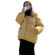 Sorte uma moda feminina inverno com capuz puffer jaqueta sólida harajuku quente oversize parkas feminino coreano solto manga longa casaco 2024 - compre barato