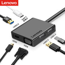 Lenovo-concentrador de red USB tipo C a HDMI VGA, adaptador Dock Multi USB3.0 PD tipo-c para ordenador portátil, accesorios de PC, lector de tarjetas SD/TF, Puerto divisor 2024 - compra barato