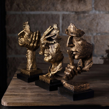 Тишина-это Золотая абстрактная скульптура в скандинавском стиле креативное полулицевое украшение для мужчины ретро гостиная домашнее украшение ремесло подарок 2024 - купить недорого