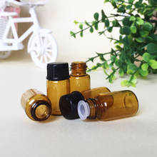 100pcs/lot  3ML  Mini Amber Glass Essential Oil Reagents Refillable Sample Bottle lab Brown Glass Vials With Cap 2024 - buy cheap