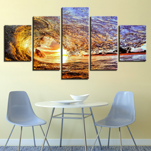 Canvas Paintings 5 Pieces Sunset Sea Waves Seascape Posters Modern Home Wall Art Ocean Pictures Framework Living Room Home Decor 2024 - buy cheap