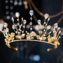 Niushuya retro barroco rainha diadem ouro pérola folha nupcial bandana casamento tiara coroa cúbica para o cabelo feminino acessório 2024 - compre barato
