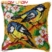 Latch Hook Kits Make Your Own Cushion Two Birds Flowers Acrylic Yarn Crochet Pillow Case Latch Hook Cushion Cover Hobby & Crafts 2024 - buy cheap