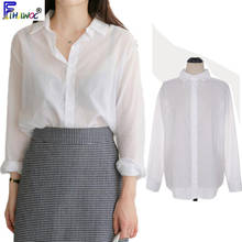 Camisas básicas de manga larga para mujer, blusa informal de oficina con botones, diseño de estilo coreano, Otoño, 9106 2024 - compra barato