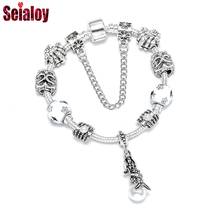 Seialoy Fairy Pearl  Pendant Shiny Shell Charm Bracelets For Women Girl Original Silver Color Snake Chain Bangle Jewelry 2024 - buy cheap