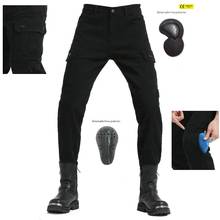 Calça jeans masculina para motociclismo, proteção de 4 joelhos e quadril, ideal para motocicleta, corrida de moto 2024 - compre barato