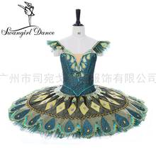 Vestido de balé profissional la esmeralda, de alta qualidade, tutu, meninas, ouro verde, competição yagp, tutu, pancake, bt2066 2024 - compre barato