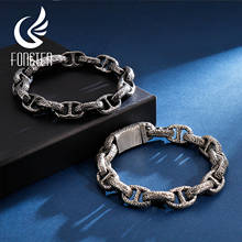 Fongten pulseira personalizada com corrente, bracelete retrô preto de aço inoxidável com pingente de escritório punk 2024 - compre barato