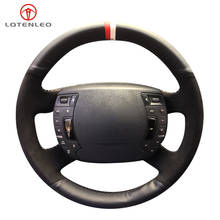 LQTENLEO Black Genuine Leather Suede Car Steering Wheel Cover For Citroen C5 2008 2009 2010 2011 2012 2013 2014 2015 2016 2017 2024 - buy cheap
