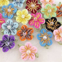 40PC Felt Flower w/Bead Leaf Appliques/Craft -10 colors -(pick color) A167 2024 - buy cheap