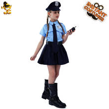 Halloween Kids Police Officer Uniform Costumes Cosplay Girl's Blue Police Dresses Costume for Christmas Party 2024 - buy cheap