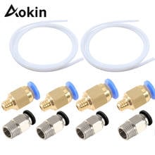 Aokin-Tubo de garganta de PTFE para impresora 3D, 2M, con ajuste de 4 PC4-M6 + conector de ajuste de 4 PC4-M10, filamento de 1,75mm 2024 - compra barato