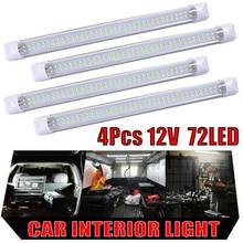 4 Pcs 72 LED Car Interior White Strip Light Bar Car Interior Ceiling Lamps with On/Off Switch For Car Van Bus Truck Camper Boat 2024 - buy cheap