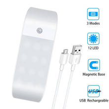 Luz LED nocturna de inducción con Sensor de movimiento, luz de armario recargable por USB, Sensor PIR para armario, automático, 12 LED 2024 - compra barato