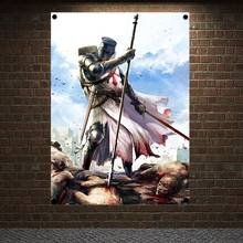 Рыцари Templar художественные баннеры винтажный средневековый воин постеры настенные художественные флаги роспись на холсте украшение для дома 2024 - купить недорого