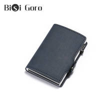 BISI GORO Anti Rfid Credit Card Holder Case Men Slide Leather ID Card Holder  Aluminium Metal Wallet Creditcard Bag Popwallet 2024 - buy cheap