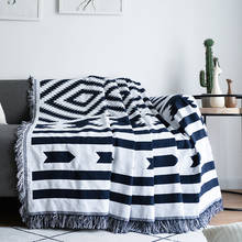 FSISLOVER ins Nordic Soft Throw Travel Manta Blanket For Bed Sofa full Geometry Cover Sofa Cover Black White Tassel Bedspread 2024 - buy cheap