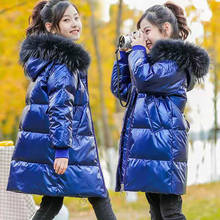 Casaco de inverno com capuz para crianças, jaqueta para meninos e meninas, cor pura, quente, 6-14 anos, roupa de área externa para crianças, 2020 2024 - compre barato