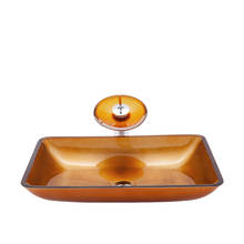 Tempered Glass Hand Water Painted Fall Spout Basin Black Tap Bathroom Sink Washbasin Bath Brass Set Faucet Mixer Taps Yellow 2024 - buy cheap