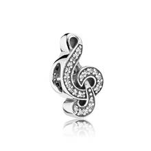 Authentic 925 Sterling Silver Bead Sweet Musical Treble Clef Charm Fit Fashion Women Pandora Bracelet Bangle Gift DIY Jewelry 2024 - buy cheap