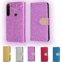 Luxo glitter diamante flip couro carteira caso de telefone para xiaomi redmi nota 8t telefone suporte função capa com slot para cartão 2024 - compre barato