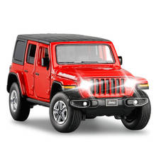 1:32 Red Toy Car Collection Alloy Pull Back Car Model Diecast Metal Car Toy JEEPS-Wrangler Six Doors Steering Acousto Optic Toys 2024 - buy cheap