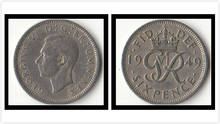 Reino unido 6 penny (avatar de george vi) moedas europa nova moeda original edição comemorativa 100% real raro ano aleatório da ue 2024 - compre barato