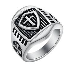 Valily Retro Domineering Shield Knight Cross Ring Gold Men Stainless Steel Fashion Cool Biker Ring Jewelry For Man Factory Price 2024 - buy cheap