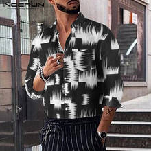 INCERUN Fashion Men Dress Shirt Print Long Sleeve Lapel Casual Camisa Masculina 2021 Streetwear Men Hawaiian Brand Shirts S-5XL 2024 - buy cheap