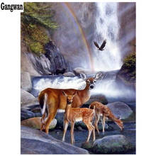 100% Full 5D Diy Daimond Painting "waterfall & deer" 3D Painting Diamond Round square Rhinestone Diamant Embroidery Animal decor 2024 - buy cheap