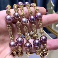 D814 Pearl Bracelet Round 9-11mm Nature Fresh Water Purple Pearls Bracelets for Women Fine Presents 2024 - buy cheap