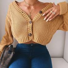 Hirigin New Women Cropped Cardigan Sweater Fall Knitwear Short Cardigan Girl Long Sleeve Twist Crochet Top Pull Fashion Femme 2024 - buy cheap