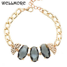 Wellmore pulseira de corrente metálica, com fecho lagosta, bracelete de vidro feminino, joias para mulheres, atacado, dropshipping 2024 - compre barato