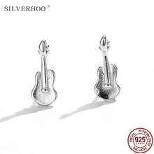 SILVERHOO 925 Sterling Silver Earrings For Women Cute Guitar Stud Earring Silver 925 Jewelry Gift Anniversary For Girlfriend 2024 - buy cheap