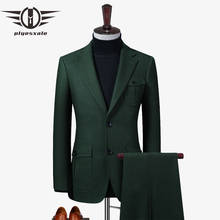 Plyesxale Dark Green Wedding Suits For Men Slim Fit Mens Luxury Designer Suits Elegant Double Splits Prom Suit 2 Pieces Q1123 2024 - buy cheap