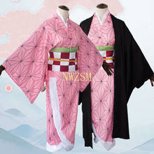 Anime Costume Demon Slayer Cosplay Nezuko Kimono Costume Women Kimetsu No Yaiba Women Pink Kimono Halloween Cosplay 2024 - buy cheap