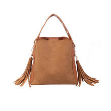 vip  Fashion Scrub Women Bucket Bag Vintage Tassel Messenger Bag High Quality Retro Shoulder Bag Simple Crossbody Bag Tote 2024 - buy cheap