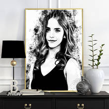 British Actress Model Emma Watson Poster, Black White Long Hair Girl Smile Portrait Art Prints, Nordic Simple Style Home Decor 2024 - buy cheap